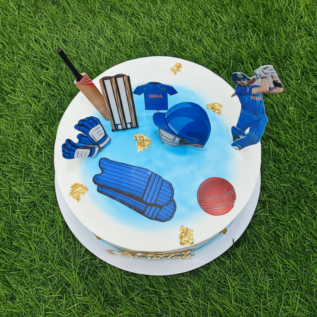 Cricket Themed Birthday Cake — 100% eggless vanilla, baked at AVS Bakery in Ramgarh (photo 3)