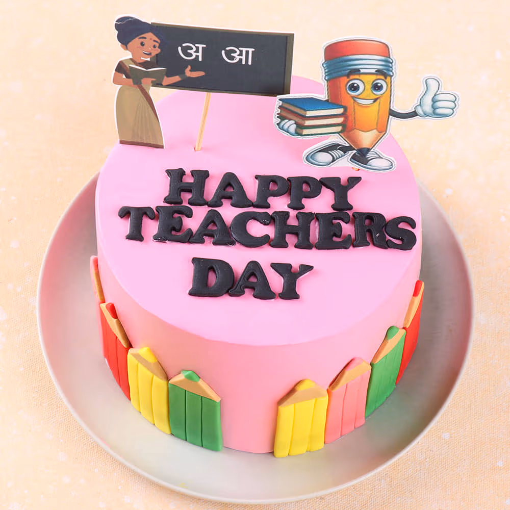 Pastel Pencils Teacher's Day Chocolate Truffle Cake — 100% eggless, baked at AVS Bakery in Ramgarh