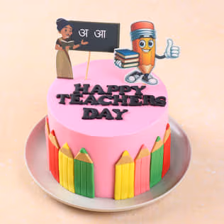 Pastel Pencils Teacher's Day Chocolate Truffle Cake — 100% eggless, baked at AVS Bakery in Ramgarh (photo 2)