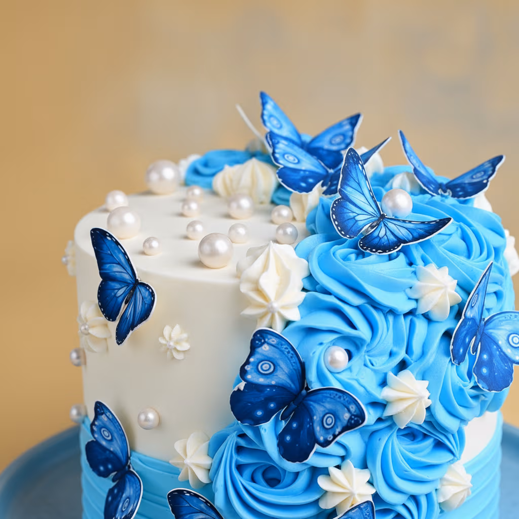 Butterfly Celebration Cake — 100% eggless vanilla, baked at AVS Bakery in Ramgarh (photo 2)