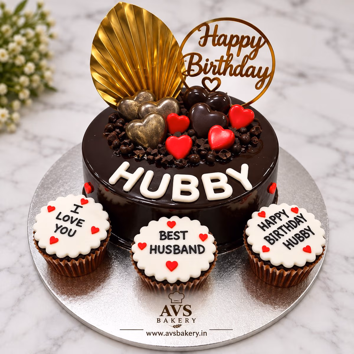 Luxurious Chocolate Birthday Cake — 100% eggless vanilla, baked at AVS Bakery in Ramgarh
