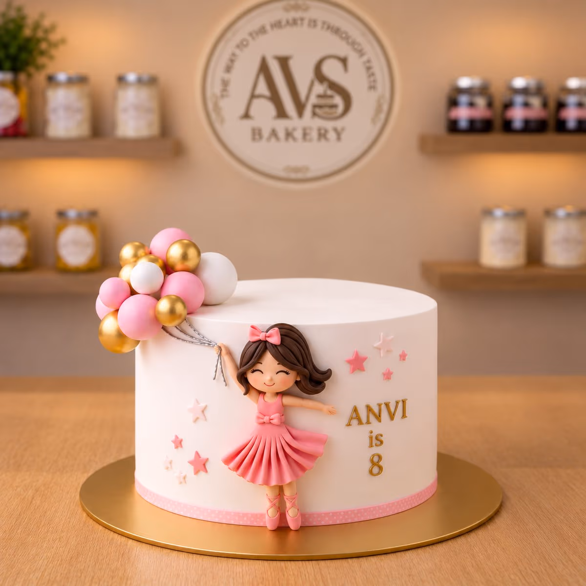 Kids Birthday Balloon Cake — 100% eggless vanilla, baked at AVS Bakery in Ramgarh