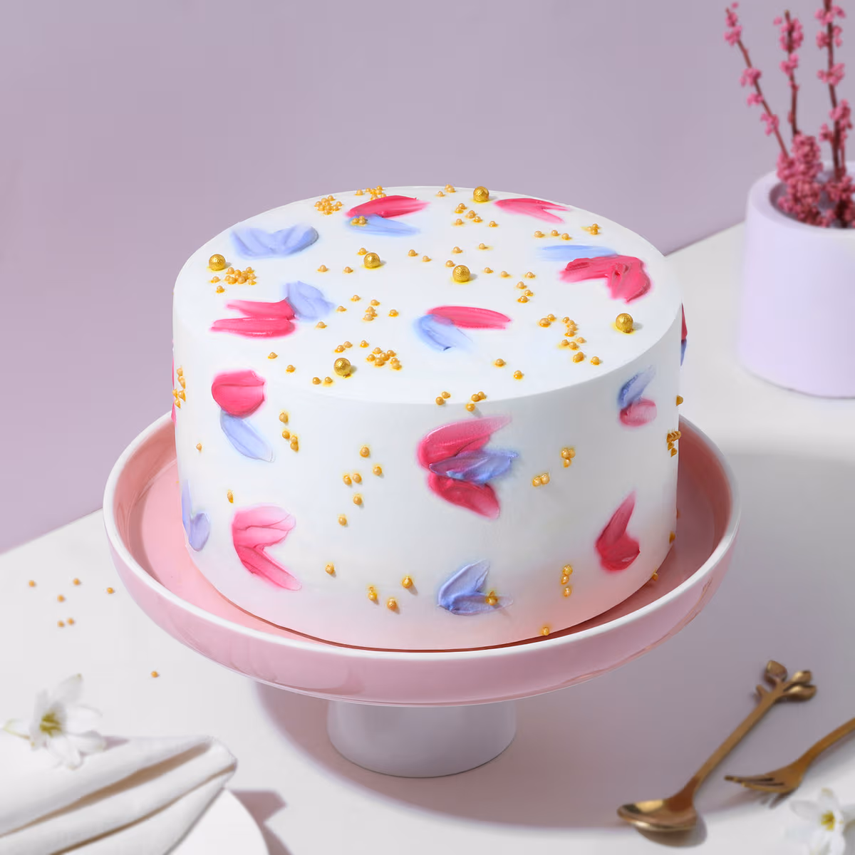 Golden Blossom Butterscotch Cream Delight Bento — 100% eggless cake from AVS Bakery, Ramgarh