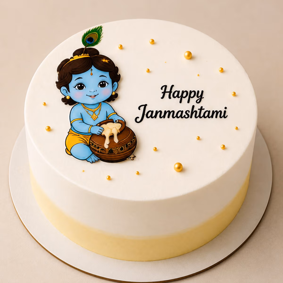 Kanha Celebration Cake — 100% eggless vanilla, baked at AVS Bakery in Ramgarh