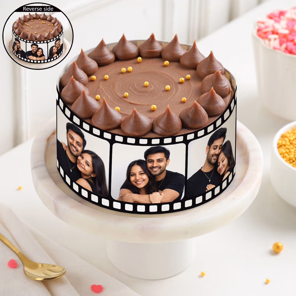 Love in Every Slice Photo Cream Cake — 100% eggless chocolate, baked at AVS Bakery in Ramgarh