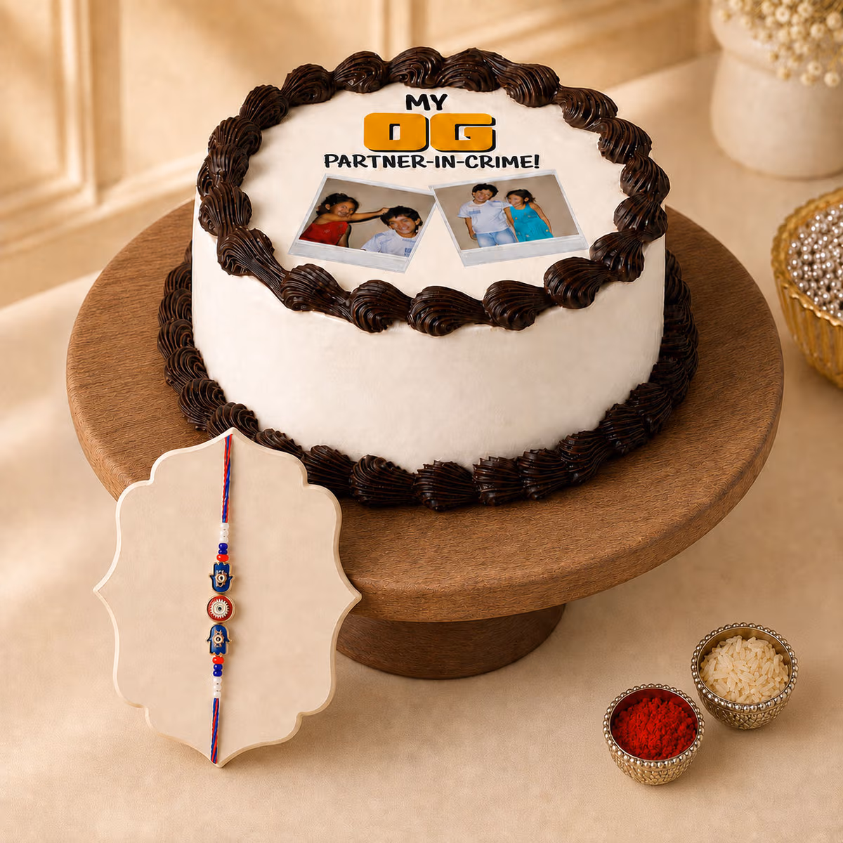 Naughty Memories Chocolate Photo Cake — 100% eggless, baked at AVS Bakery in Ramgarh