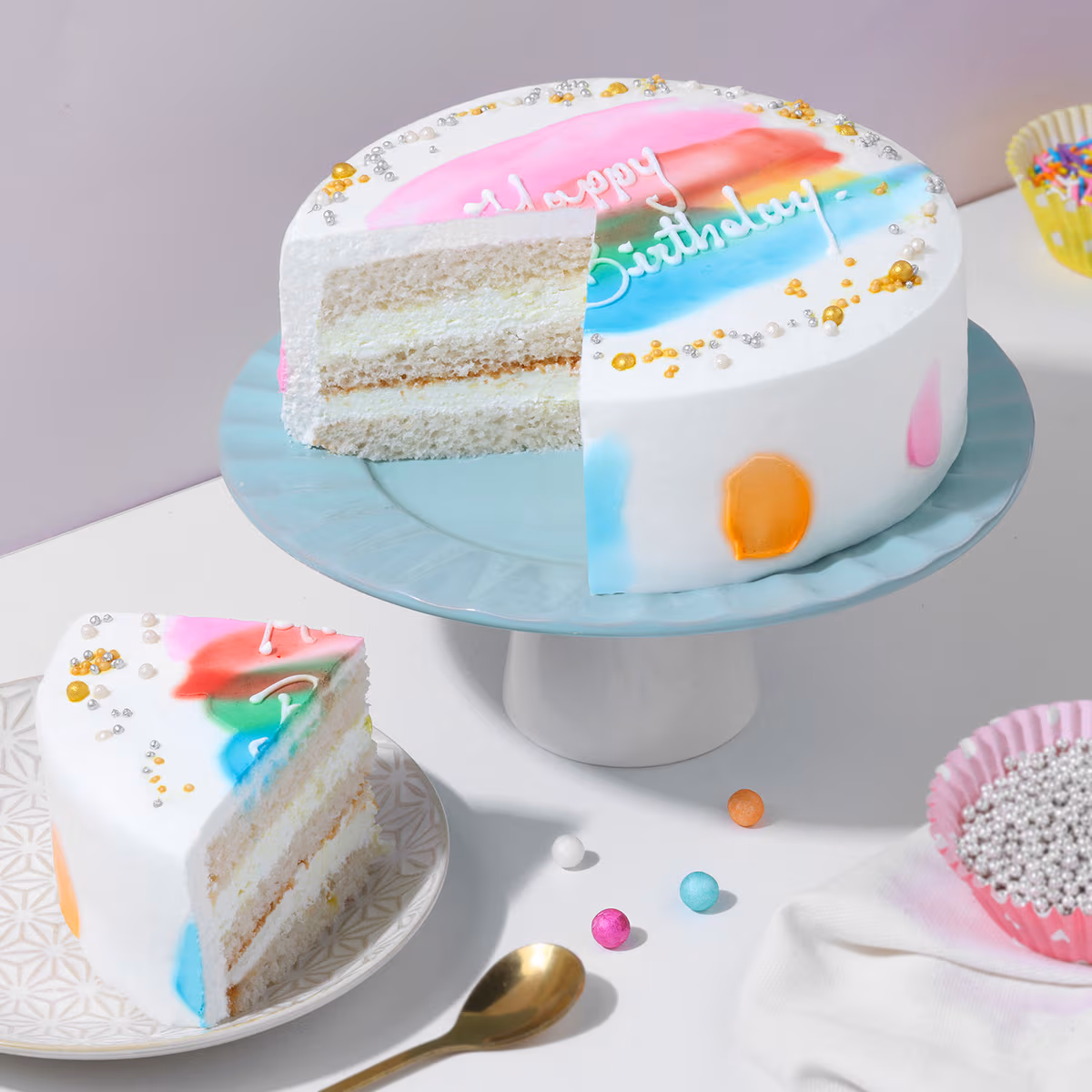 Rainbow Bliss Pineapple Birthday Cake — 100% eggless chocolate, baked at AVS Bakery in Ramgarh (photo 5)