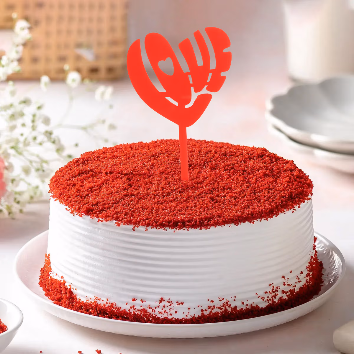 Red Velvet Cream Cake With Heart Topper — 100% eggless, baked at AVS Bakery in Ramgarh