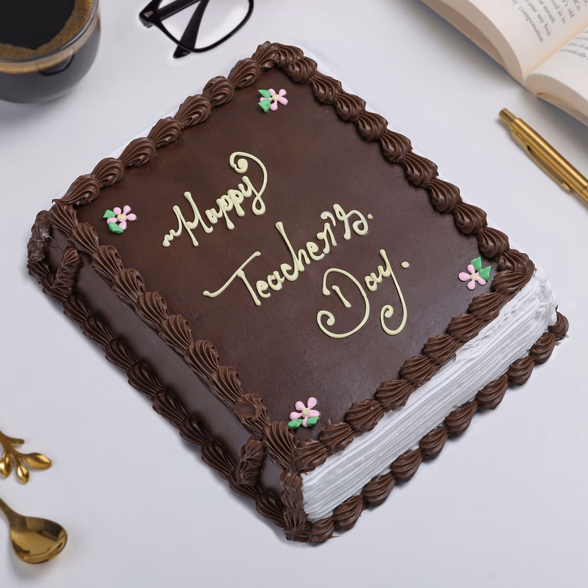 Teacher’s Day Chocolate Truffle Bookish Cake — 100% eggless, baked at AVS Bakery in Ramgarh (photo 3)