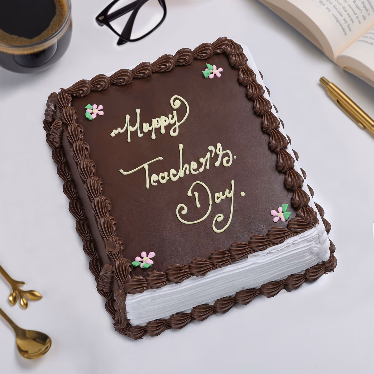 Teacher’s Day Chocolate Truffle Bookish Cake — 100% eggless, baked at AVS Bakery in Ramgarh