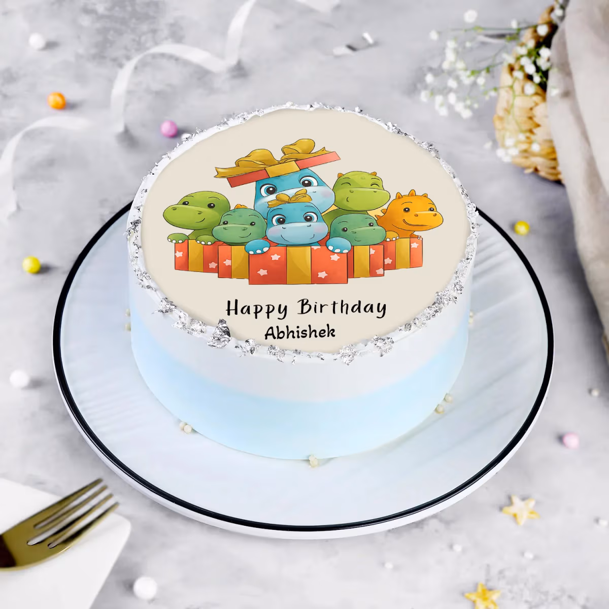 Vanilla Birthday Festivity Cake — 100% eggless, baked at AVS Bakery in Ramgarh